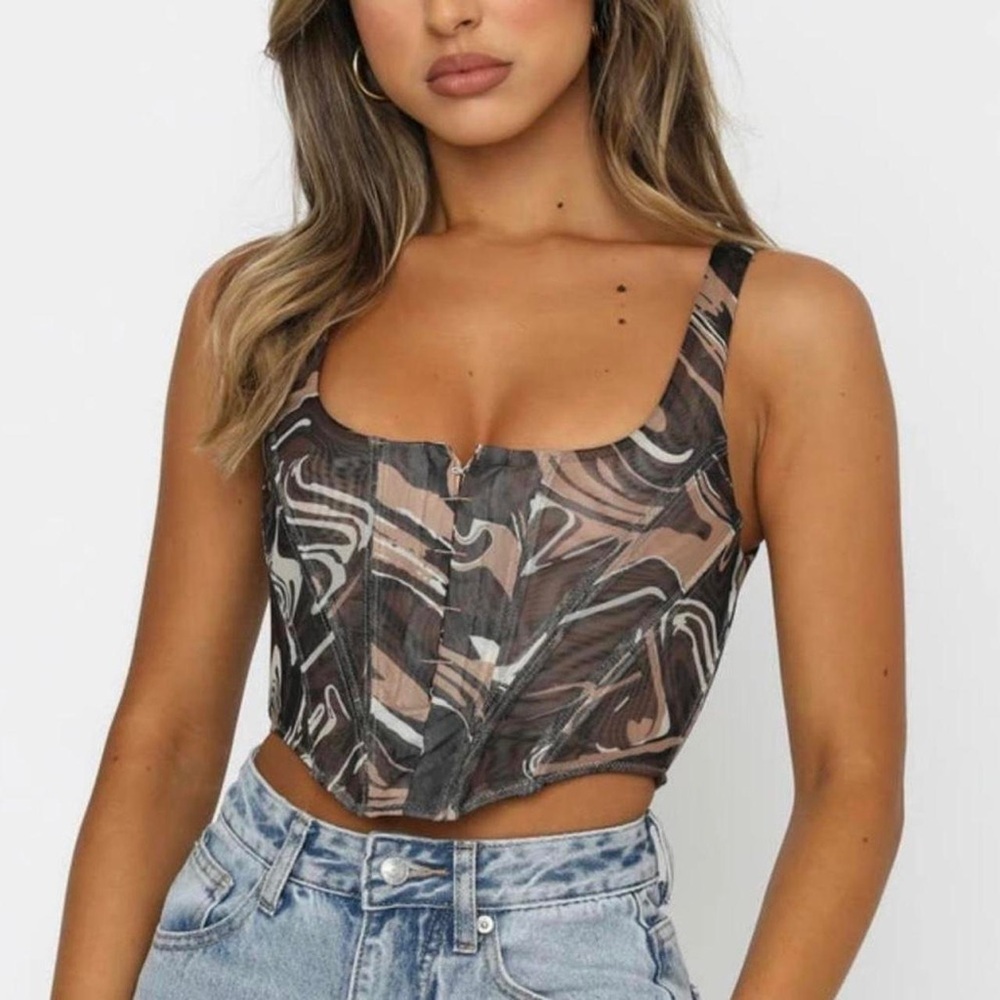 White Fox Boutique corset crop top - brown swirl - Picture 6 of 6